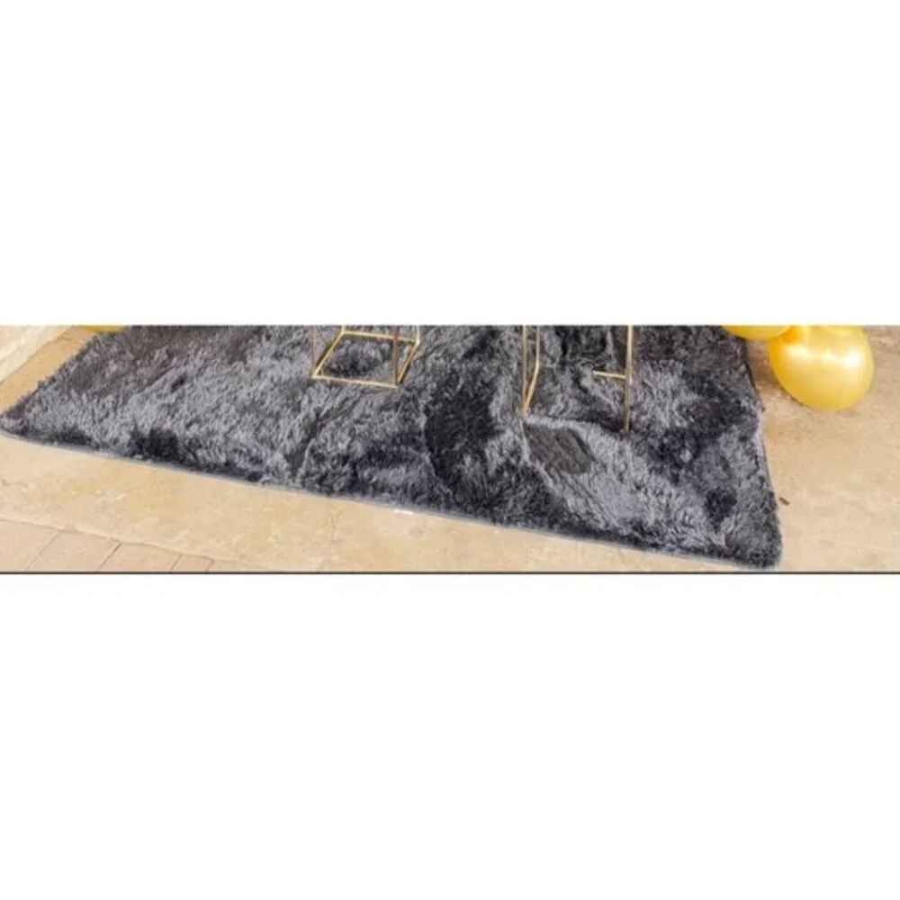 New 4x6 Black Fluffy Rug, Non-Slip Shag Carpet for Home & Room Decor